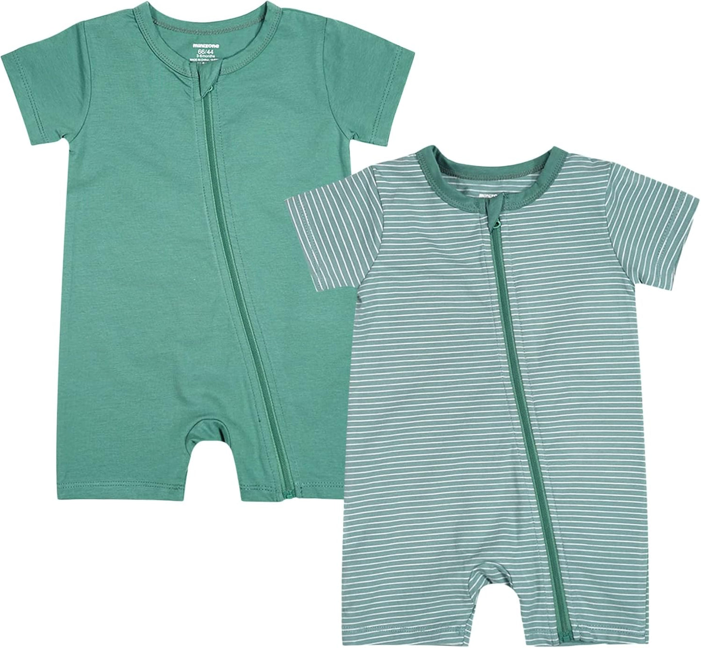 Teach Leanbh Baby Boys or Girls 2 Pack Pajamas Cotton Short Sleeve Zipper Romper Jumpsuits Sleep