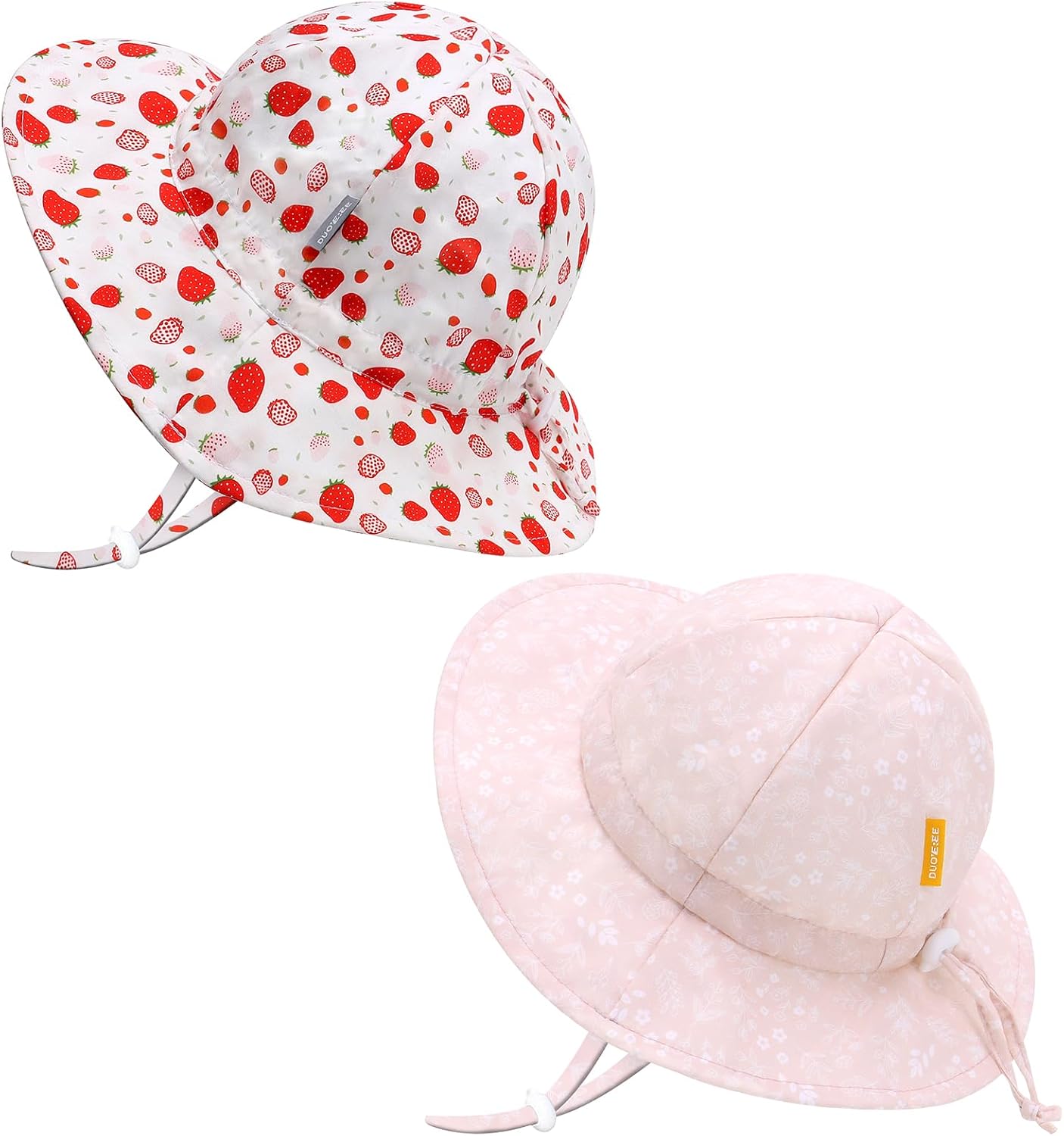 UPF 50+ Baby Bucket Hat - Wide Brim Sun Protection Beach Cap for Girls - Cute & Adjustable Toddler
