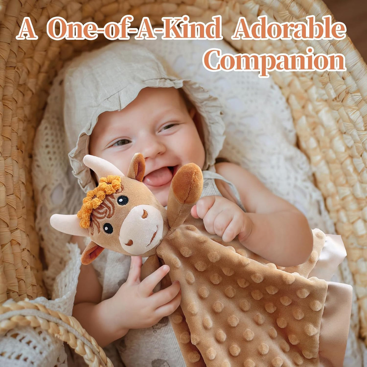 2 Pcs Loveys for Babies, Soft Baby Security Blanket Lovies for Babies, Stuffed Animals Blankie for