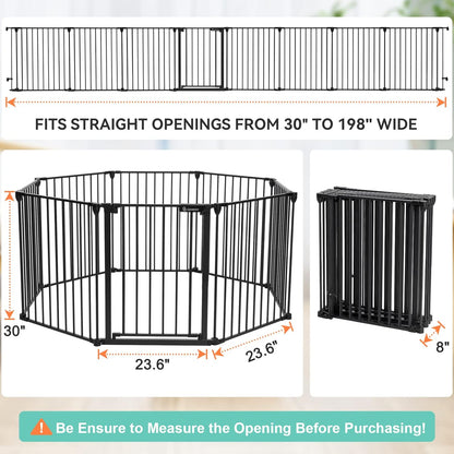 COMOMY 198" Baby Gate Extra Wide, Dog Gate Pet Gate for House Stairs Doorways Fireplace, 3 in 1