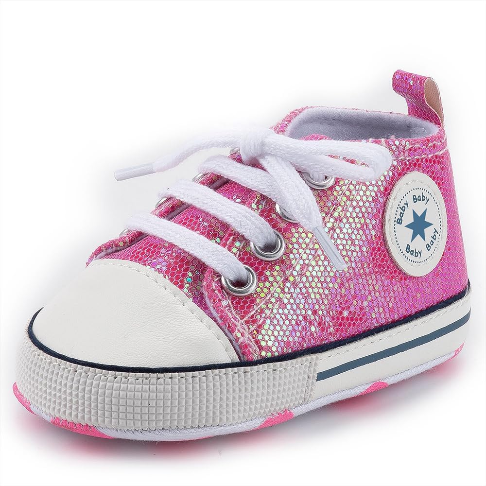 Unisex Baby Girls Boys Canvas High-top Shoes, Newborn Infant Anti-Slip Soft Sole Frist Walking