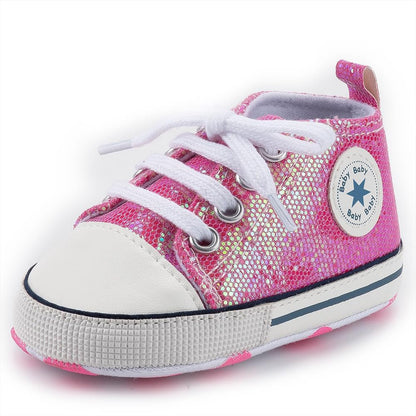 Unisex Baby Girls Boys Canvas High-top Shoes, Newborn Infant Anti-Slip Soft Sole Frist Walking