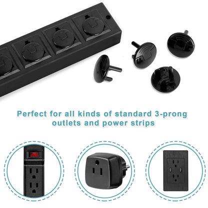 52 Pack Black Safety Outlet Covers Baby Proofing, Electrical Socket Outlet Plugs 3-Prong Child