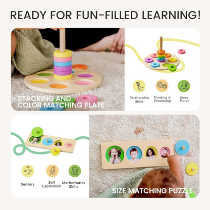Tiny Land Montessori Toy Set for Baby 13-15 Months Explorer Play Kit - 7-in-1 Baby Drum, Carrot