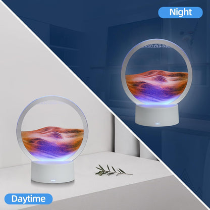 KPNUWN Moving Sand Art Liquid Motion, 3D Deep Sea Sandscape Color Quicksand Decor, Round Glass