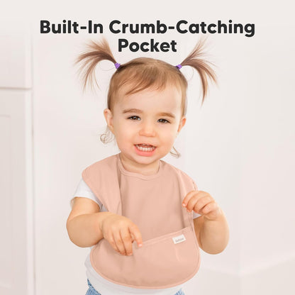3-Pack Waterproof Baby Bibs for Eating - Lightweight Toddler Feeding Bibs with Large Food Catcher