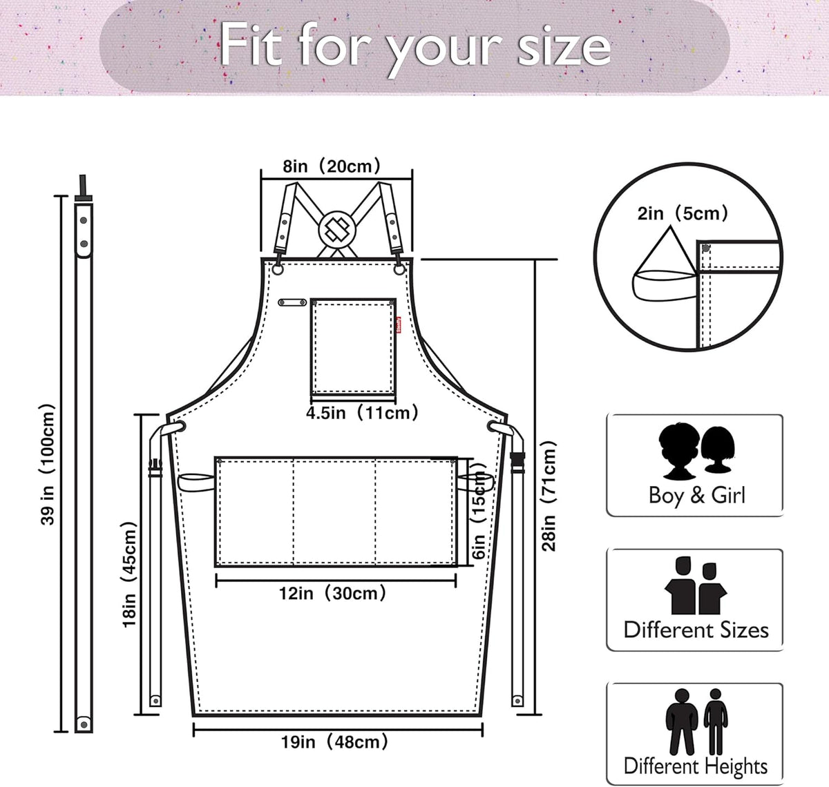 Kids Art Aprons for Painting, Gardening, Cooking, Multiple Pockets, Kids Smock for Boys & Girls