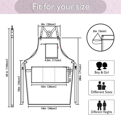Kids Art Aprons for Painting, Gardening, Cooking, Multiple Pockets, Kids Smock for Boys & Girls