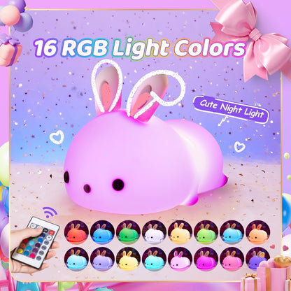One Fire Night Light for Kids Room, Timer Baby Toddler Nursery Animal Battery Remote Kawaii Night