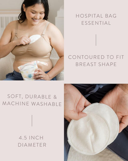 Kindred Bravely Organic Reusable Nursing Pads, Washable, for Breastfeeding & Leaking with Carry