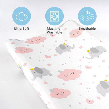 TILLYOU Changing Pad Cover Set in Soft Jersey Material - Fits 32"/34''x16 Contoured Pad for