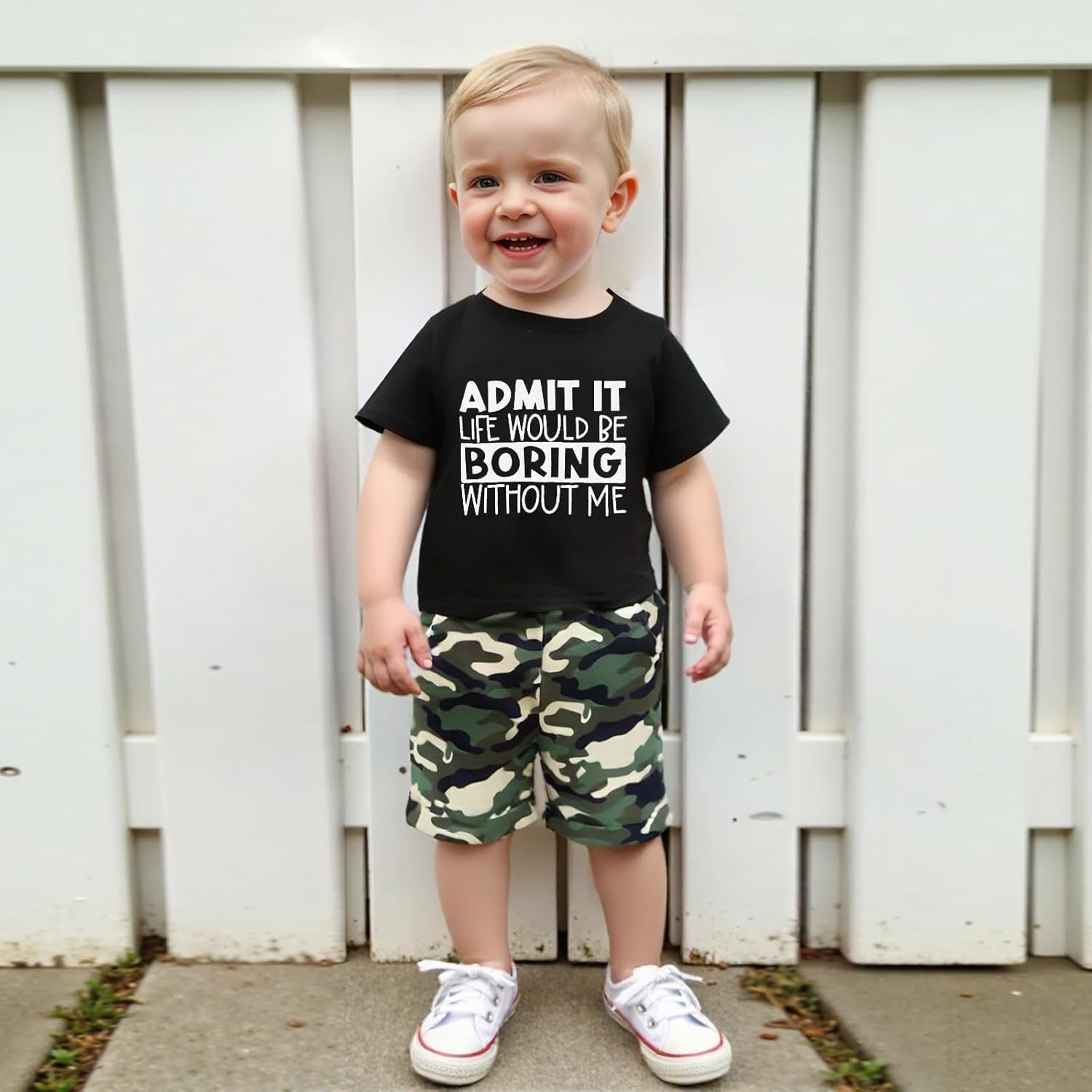 wdehow Toddler Kids Baby Boy Summer Clothes Sets 1T 2T 3T 4T 5T Letter Print Short Sleeve Tops