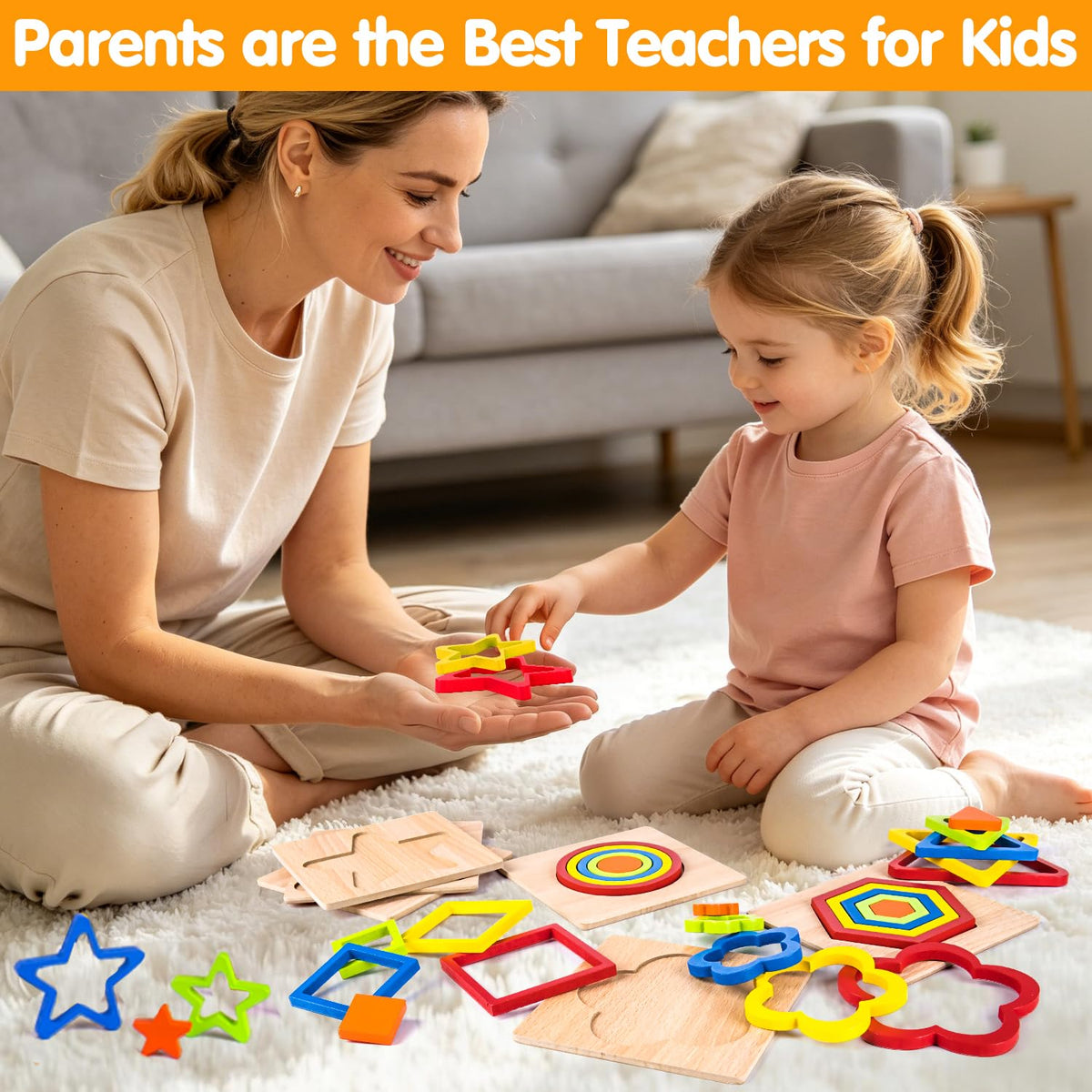 Toddler Puzzles Montessori Toy Wooden Shape Sorting Puzzle Educational Toy