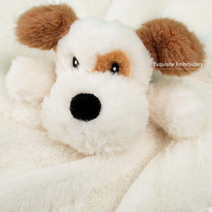Dog Security Blanket Soft Lovey Baby Stuffed Animal with Satin Backing for Toddler Infant Newborn