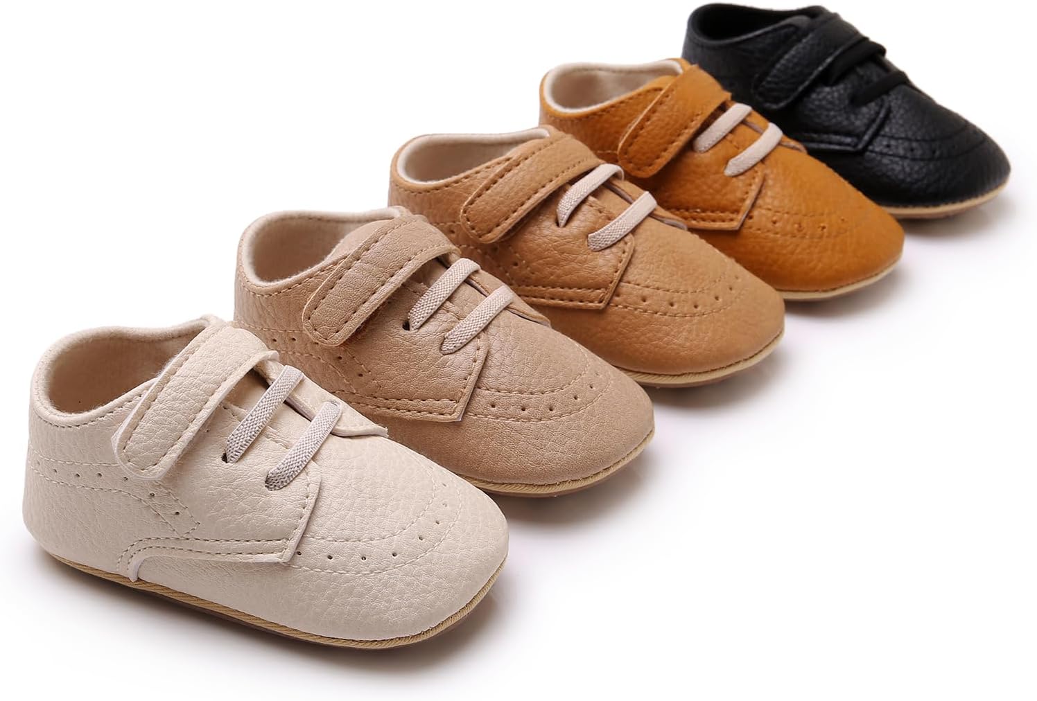 SOFMUO Baby Boys Girls High Top Ankle PU Leather Sneakers Soft Rubber Sole Infant Moccasins Newborn