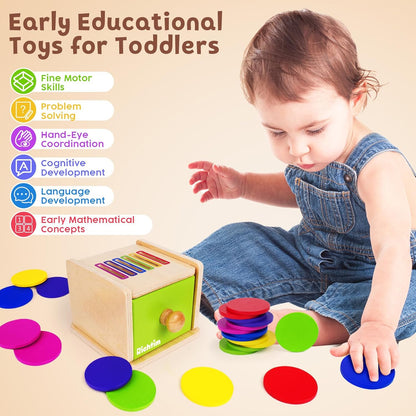 Montessori Toys for 1-3 Year Old: Color Sorting Wooden Drawer Box Toy for Toddlers, Object