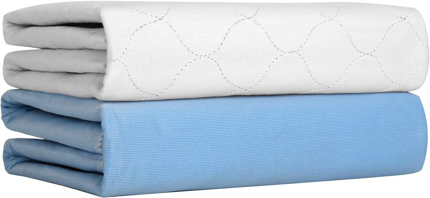 Ultra Soft Quilted Washable and Reusable Incontinence Bed Underpads, 34"X36" (2 Pack), Waterproof