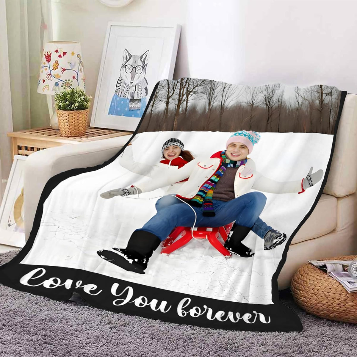 Ships Next Day, Custom Blankets with Photo, Personalized Blanket Using My Own Photo with Text