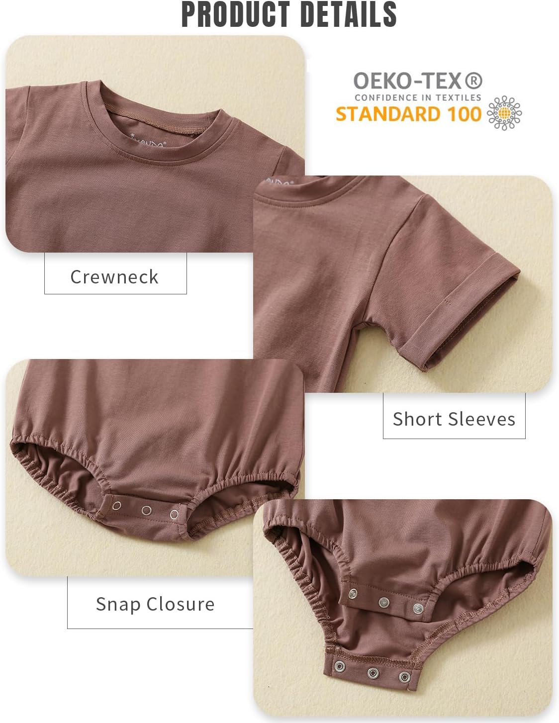 Jimonda Baby Bubble Romper Boy Girl Solid Color T-Shirt Outfits Short Sleeve Bodysuit Organic