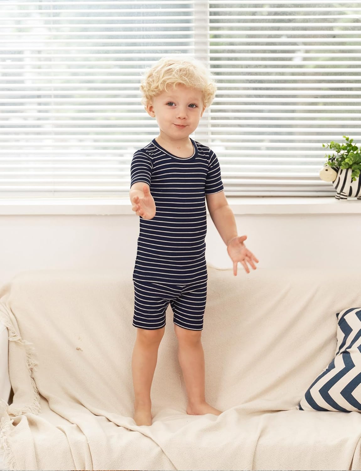 AVAUMA Stripe Pattern Baby Boys Girls Pajama Set Kids Toddler Snug fit Ribbed Sleepwear pjs for