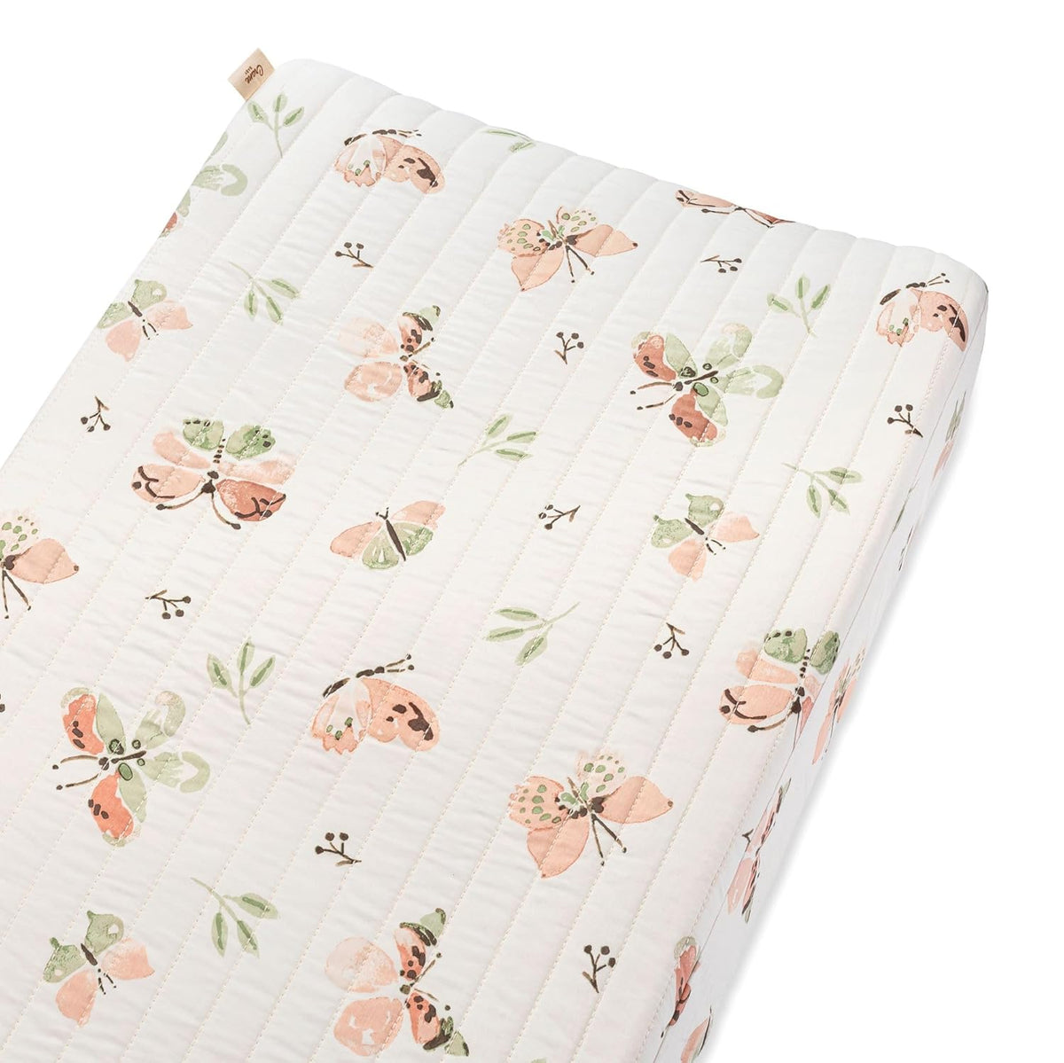 Crane Baby Woodland Quilted Changing Pad Cover Cotton Sateen, Secure Elastic Fit, Pink Boho Rainbow
