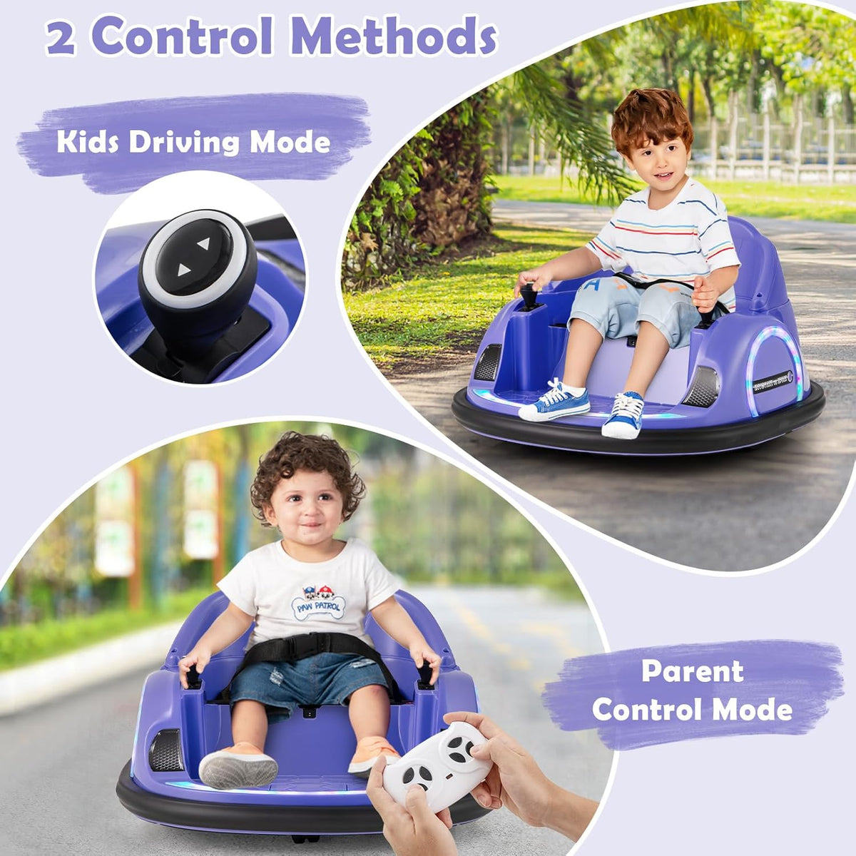 GLACER 12V Bumper Car, Electric Kids Bumper Car w/Parental Remote, 3-Speed, 360°Spin, Music, LED