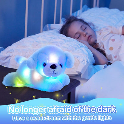 Glow Guards 15'' Blue Light up Puppy Dog Stuffed Animal Soft Plush Toy Pillow with LED Night Lights