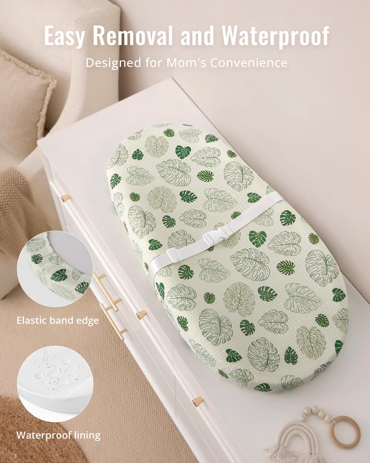 Blissful Diary Muslin Baby Changing Pad with Waterproof Lining Foam, Diaper Changing Table Pad with