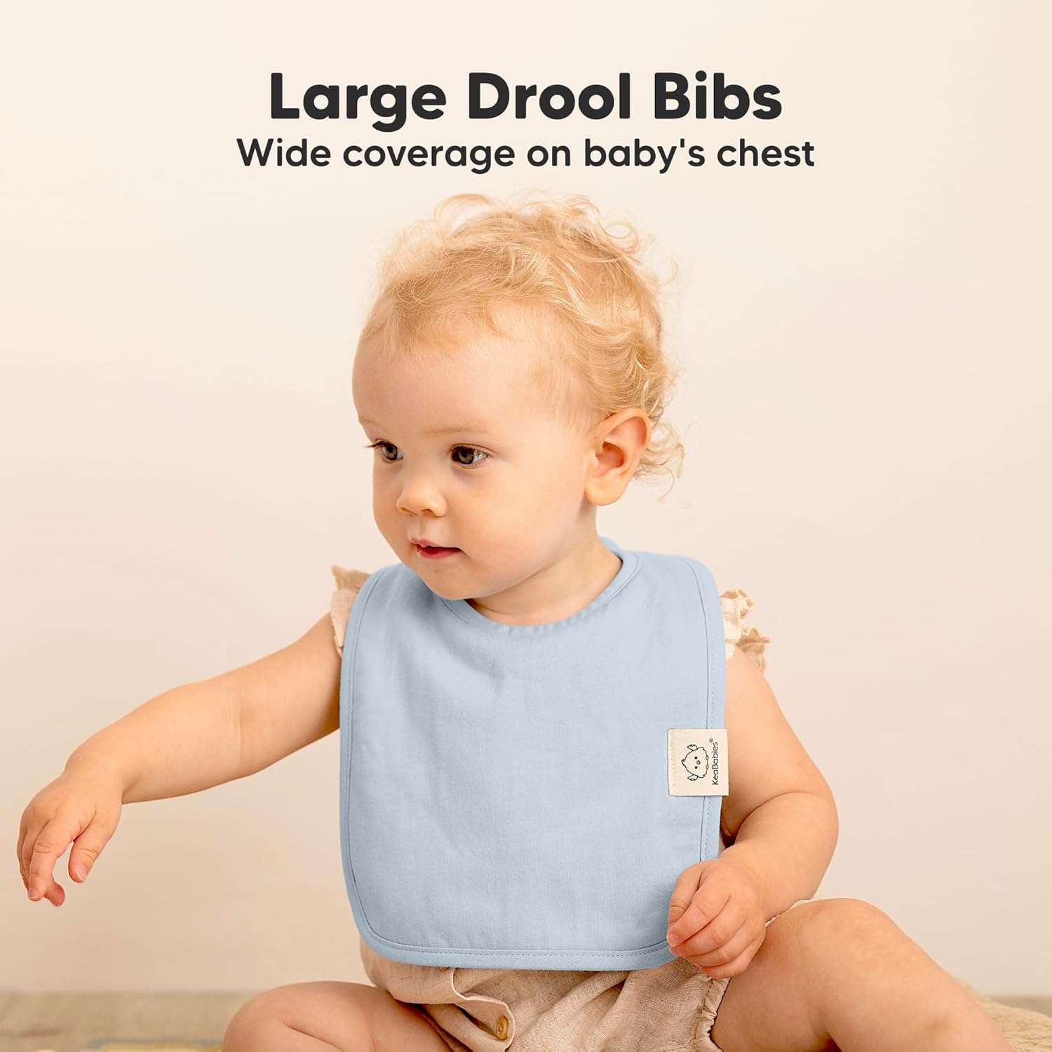 KeaBabies 8-Pack Organic Baby Bibs for Boys, Girls - Super Absorbent Cotton Drool Bibs for Baby