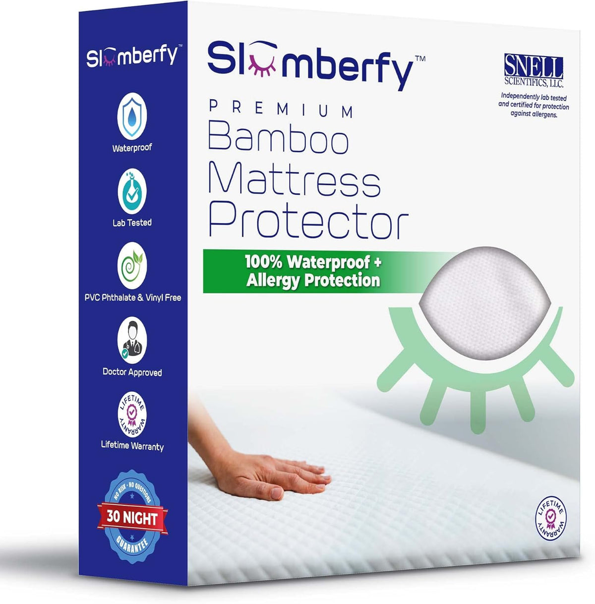 Waterproof Mattress Protector by Slumberfy | Hypoallergenic Viscose Made from Bamboo Mattress