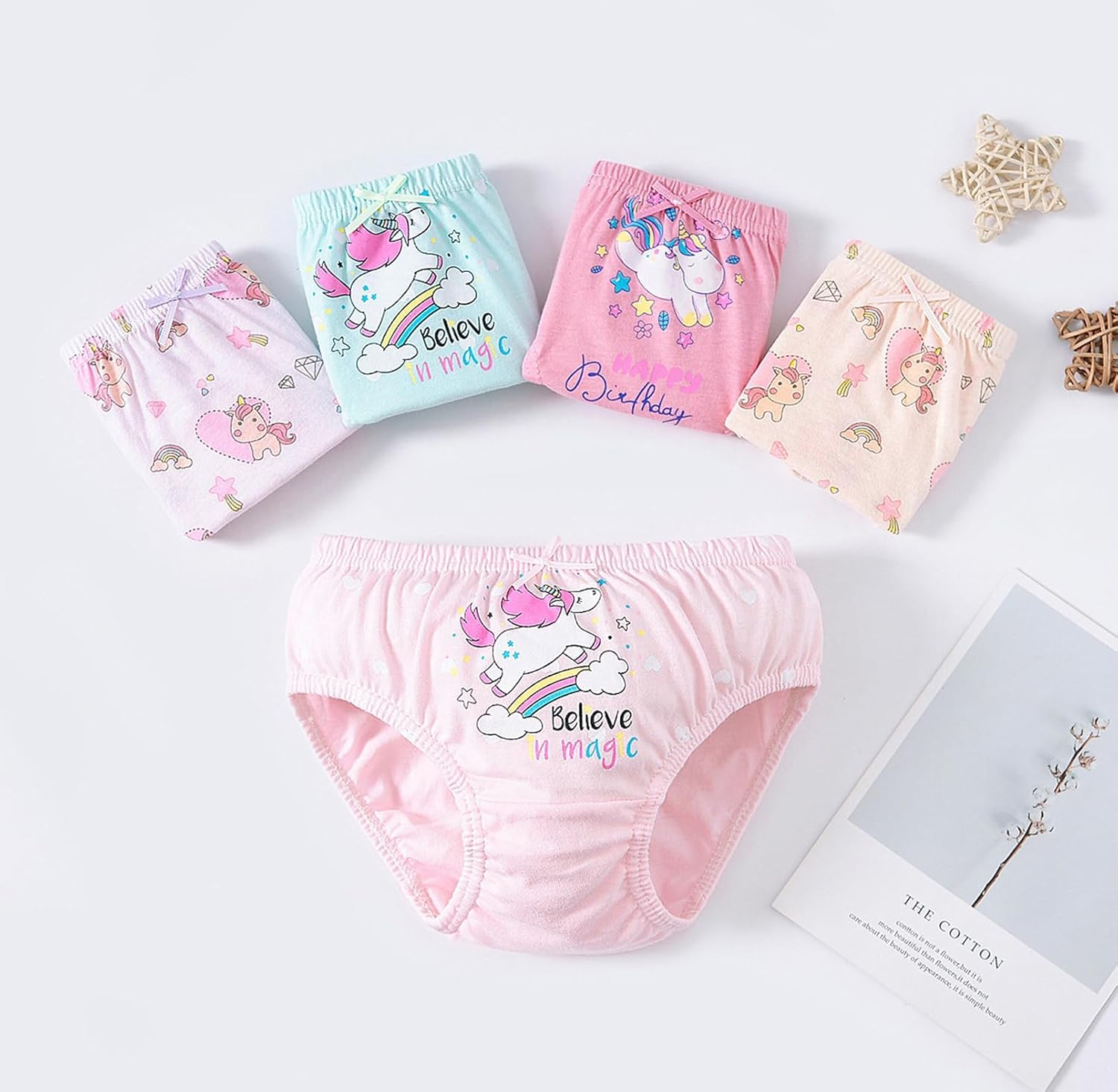 CHUNG Toddlers Little Girls Cotton Briefs Panties Pack of 5/6 Print Underwear 2T-10Years
