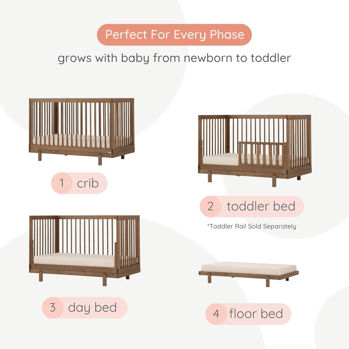 dadada Baby Bliss 4 in 1 Convertible Crib to Toddler Bed & Floor Bed – Made in Italy, GREENGUARD