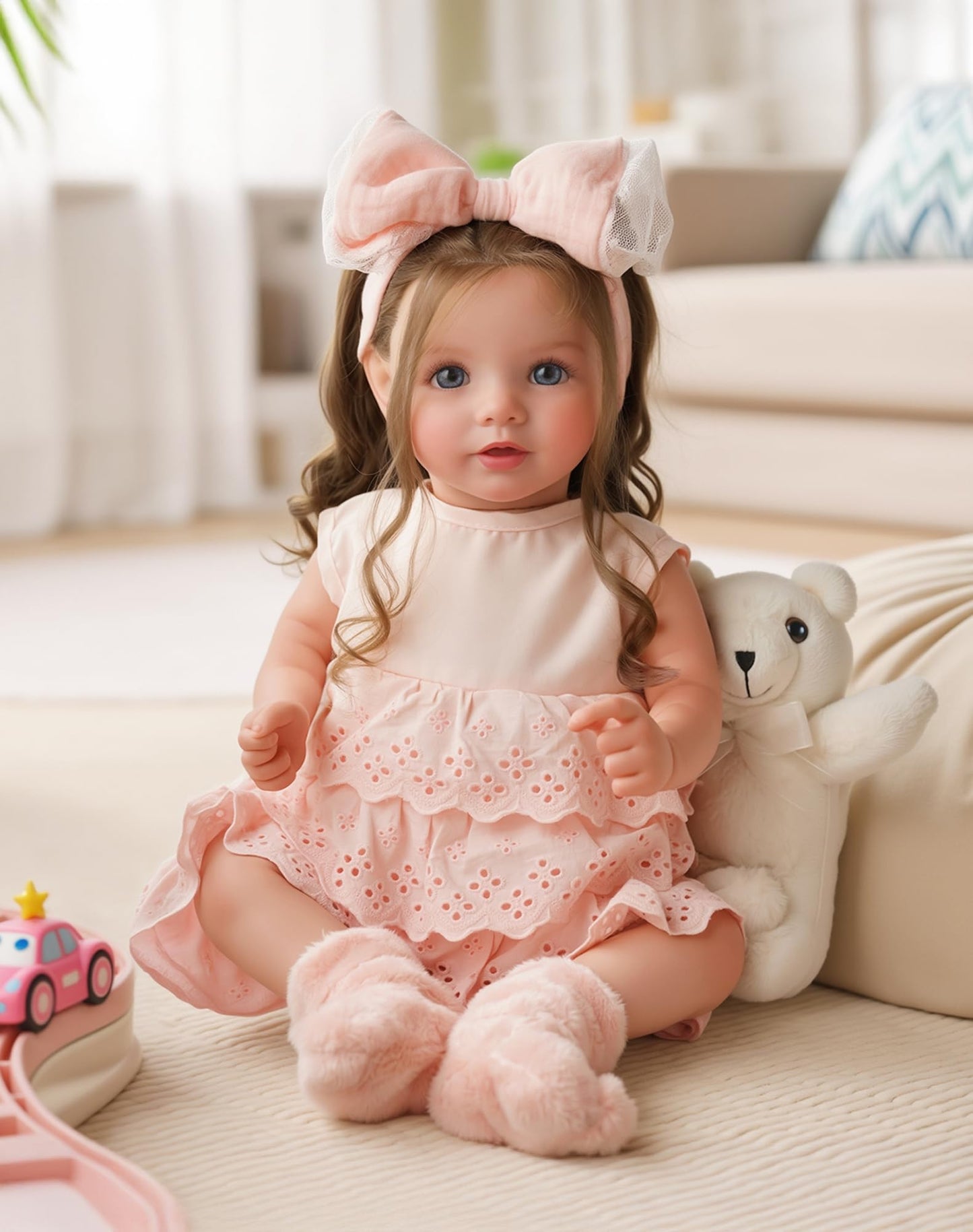 BABESIDE Dara 20 Inch Lifelike Reborn Baby Dolls, Long Brown Hair Girl