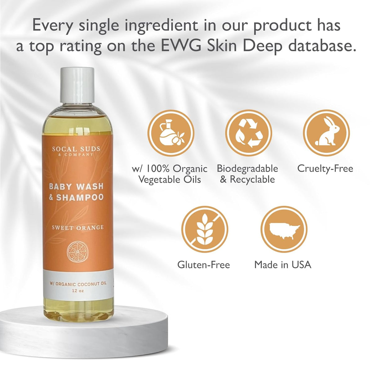 SoCal Suds & Company Baby Shampoo & Body Wash, 2-in-1 Organic Gel-Gentle Castile Soap with