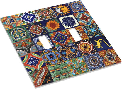 Talavera Mexican Tiles Traditional Color Decoration Print Decorative Switch Plates 2 Gang Double