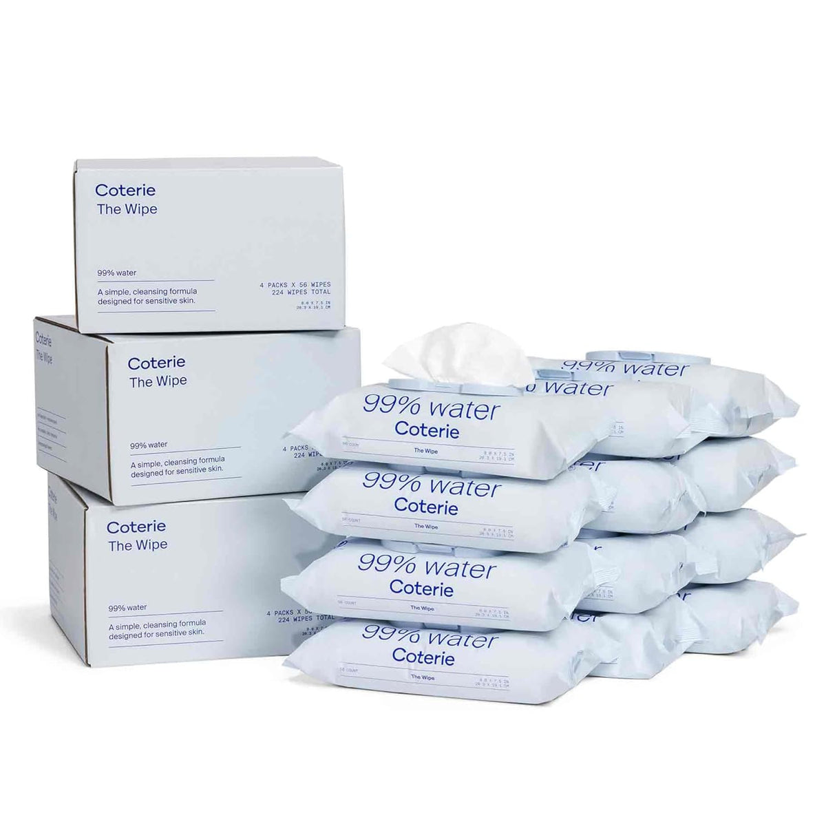 Coterie Baby Wipes for Sensitive Skin, Plant-Based and Plastic-Free Fibers, 99% Water