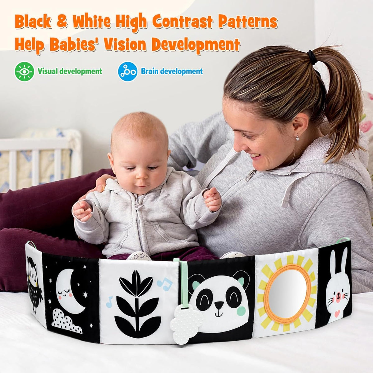 OKOOKO Black and White Baby Book, High Contrast Toy, 0-6 Months Baby Soft Book Tummy Time