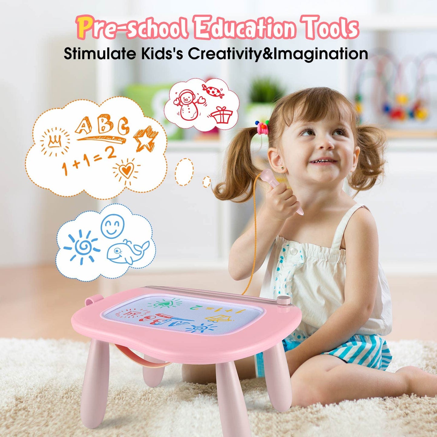 Smasiagon Magnetic Drawing Board for Kids, Toddler Toys for 1-2 Year Old Girl, Portable Doodle