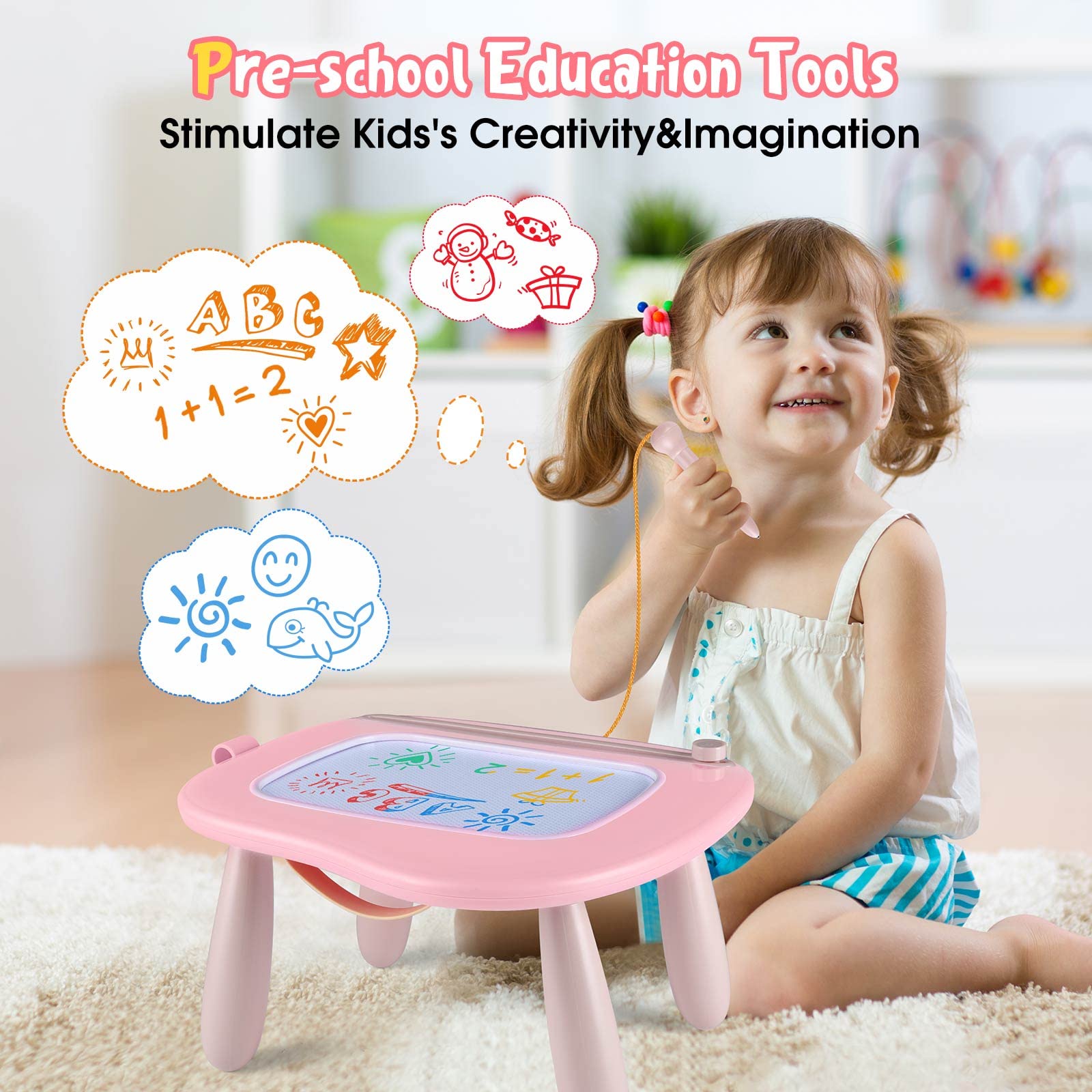 Smasiagon Magnetic Drawing Board for Kids, Toddler Toys for 1-2 Year Old Girl, Portable Doodle