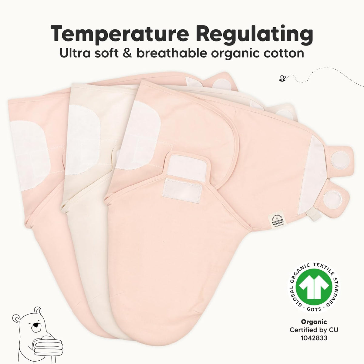 3-Pack Organic Baby Swaddle Sleep Sacks - Swaddles for Newborns, Infant 0-3 Months, Baby Girls