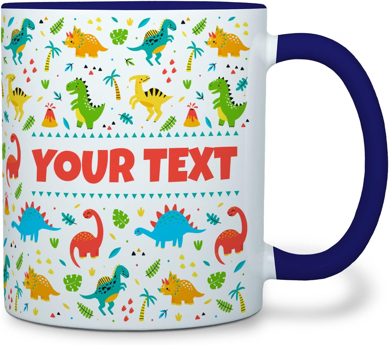Personalized Mug for Kids - Dinosaurs - Custom Name/Text, Ceramic Hot Chocolate/Cocoa/Coffee Cup