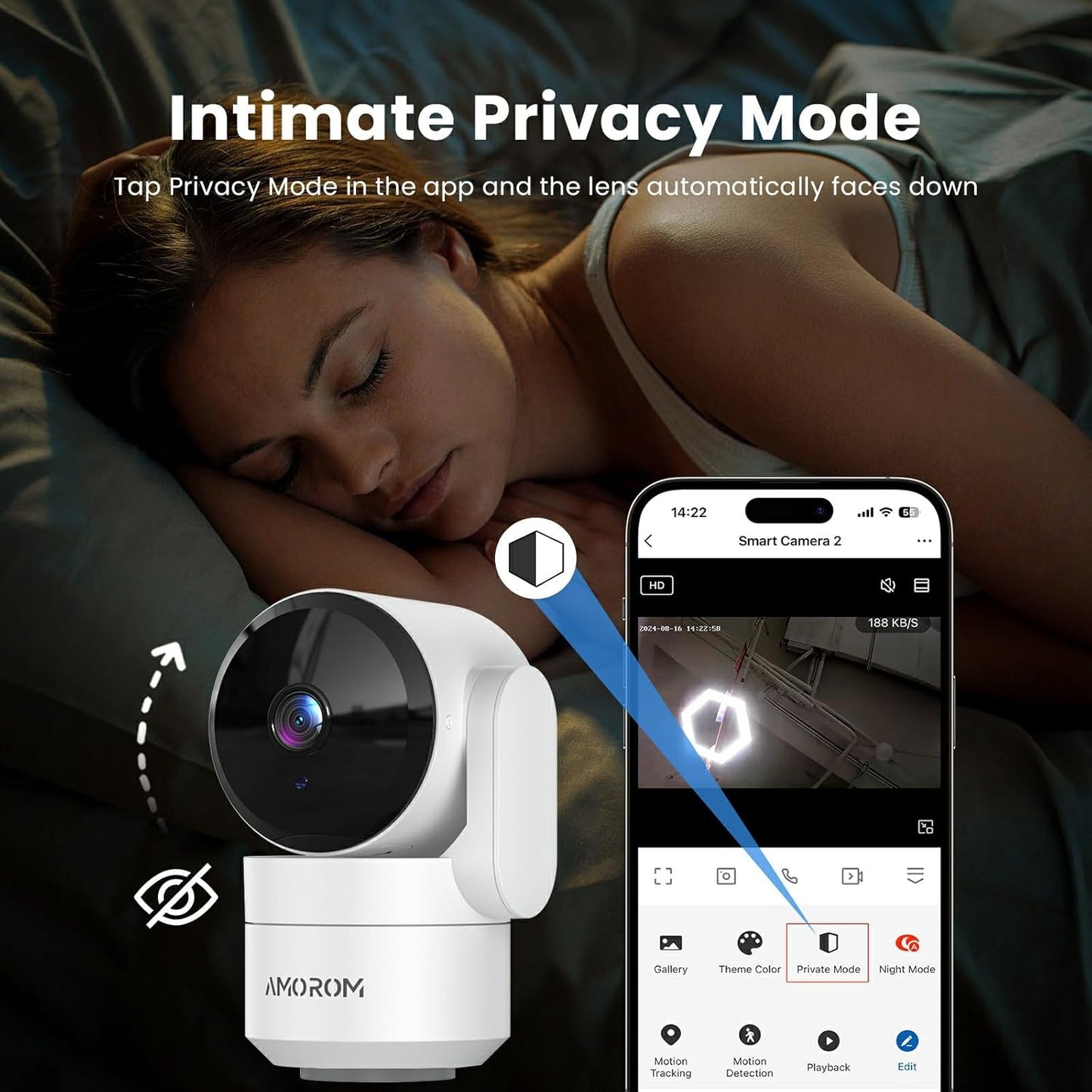 Indoor Security Camera 360° with Pan/Tilt, Pet Dog Baby Monitor, 1080P HD Night Vision, Motion