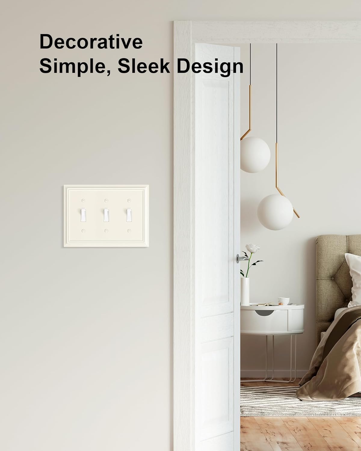 2-Pack Triple Toggle Light Switch Cover Plate, Durable Natural Bamboo Fiber Decorative Switch Plate