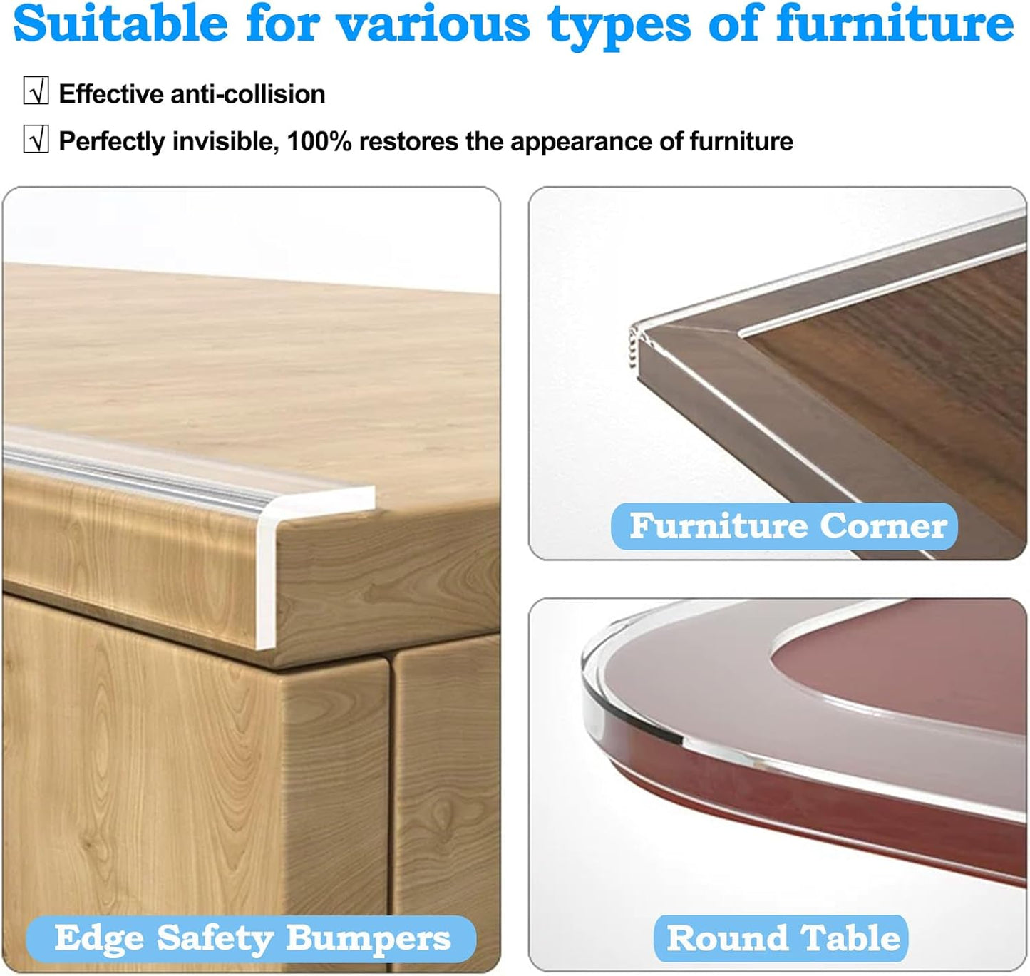 Edge Corner Protector Baby Proofing,Soft Clear Furniture Table Corner Guard & Edge Safety Cabinet