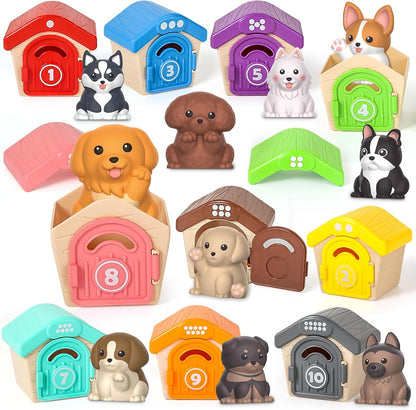 Toddler Toys for 1 2 3 Year Old, 20 Pcs Dog Toys for Kids, Montessori Educational Counting