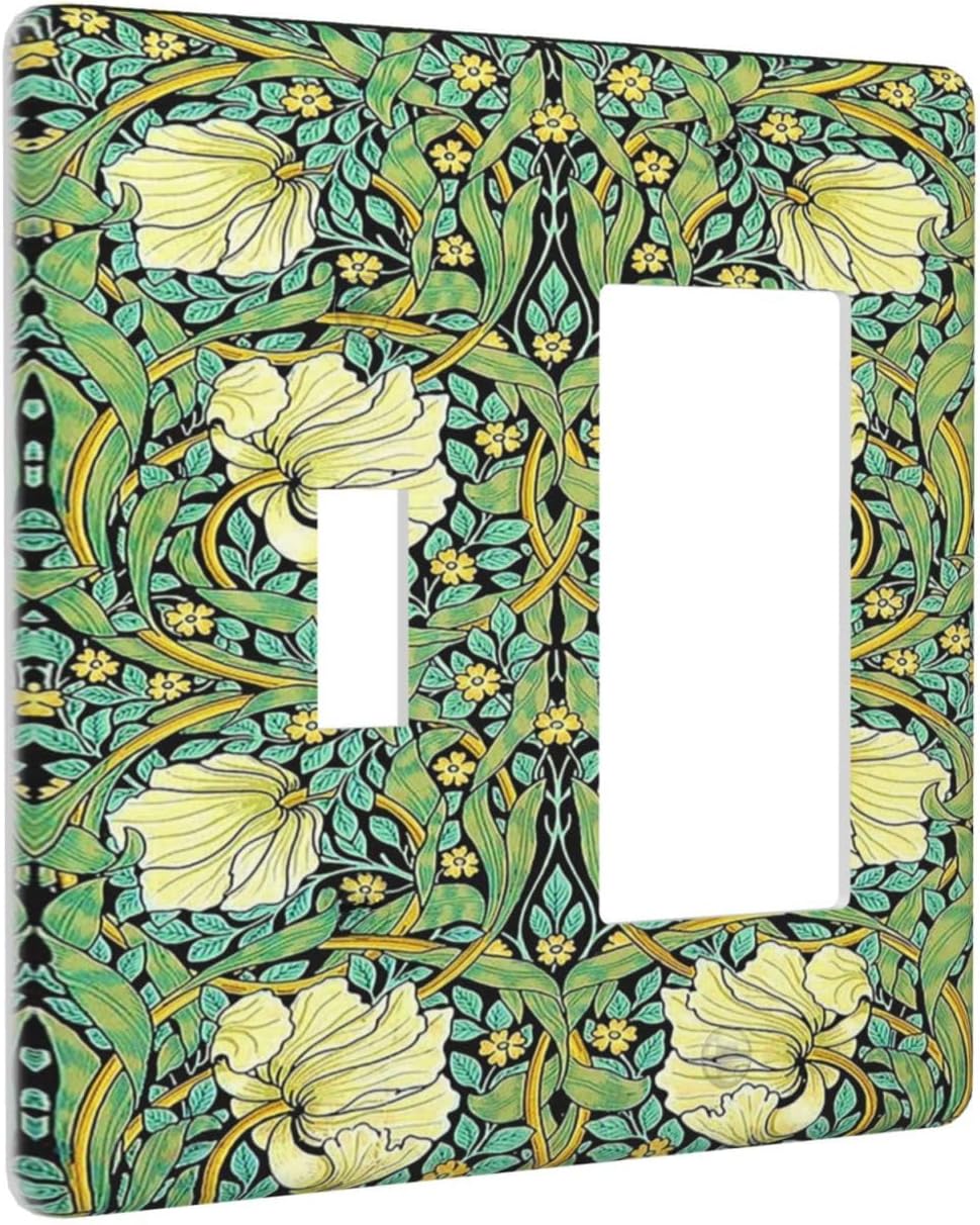 Outlet Covers William Morris Vintage Floral Yellow Flowers Green Leaf 1 Toggle 1 Rocker Combination