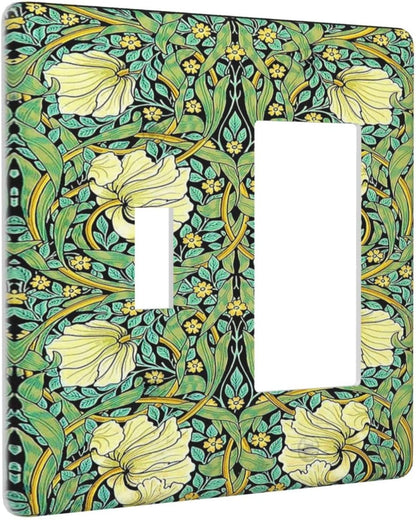 Outlet Covers William Morris Vintage Floral Yellow Flowers Green Leaf 1 Toggle 1 Rocker Combination