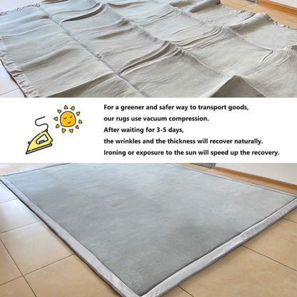 Loartee Nursery Rug - Coral Velvet Crawling Rug & Area Rug (6'8"x9'2", Gray) for Toddler, Children