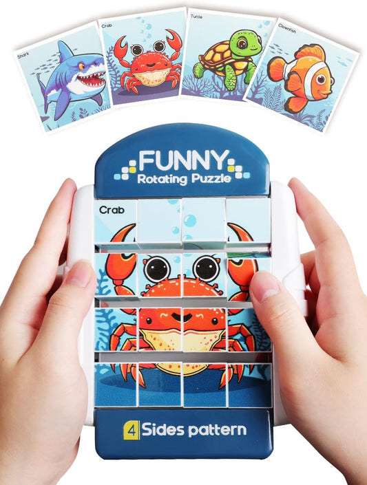 16-Piece Rotating Puzzles for Kids 4-6, Toddlers Puzzles 2-4, Road Trip, Airplane Activities Game