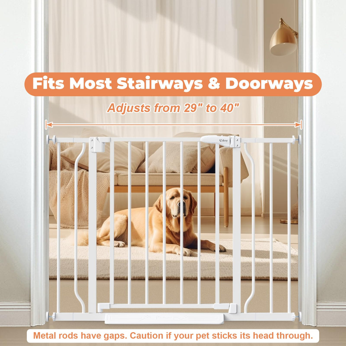 Cideny Baby Gate No Drilling, 29"-40" Dog Gate Indoor for Stairs & Doorways
